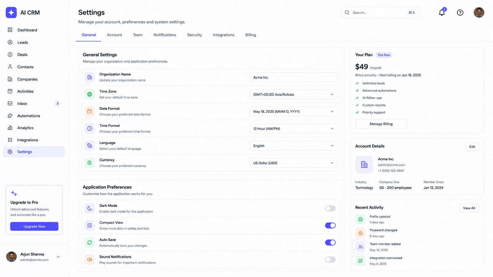 Workflow Settings